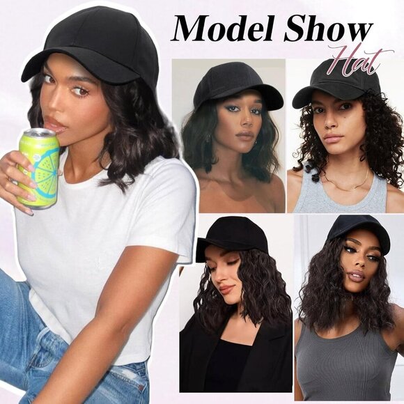 Women Hat Wig Curly Synthetic Hair Wave Adjustable Baseball Cap Costume main image 4